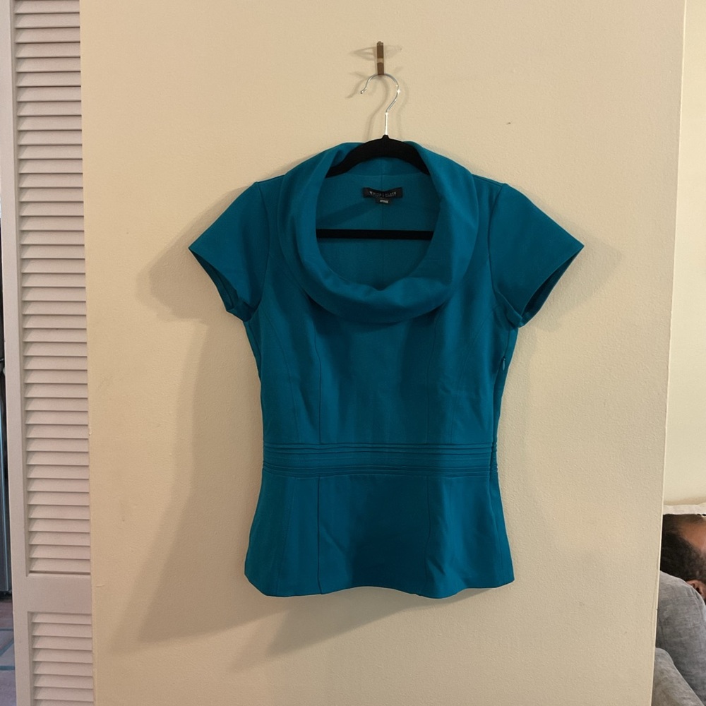 White House Black Market Turquoise Cowl Neck Blouse